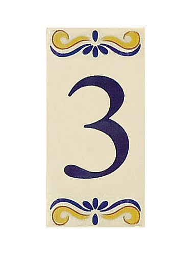 Placa de Azulejo com Número 3