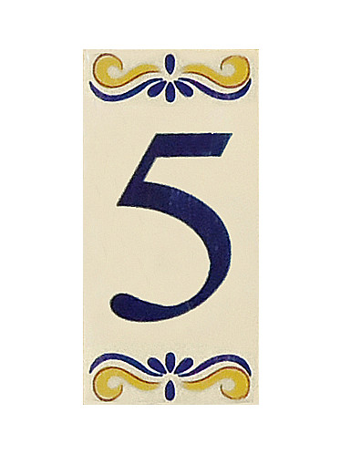 Placa de Azulejo com Número 5