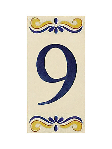 Placa de Azulejo com Número 9