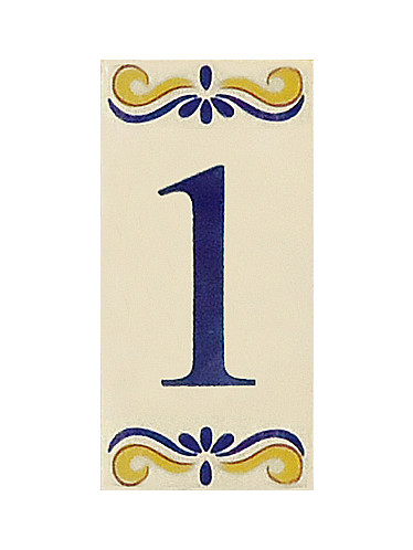 Placa de Azulejo com Número 1
