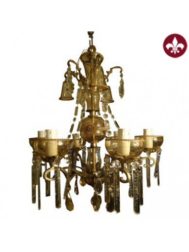 Lustre de bronze e cristal