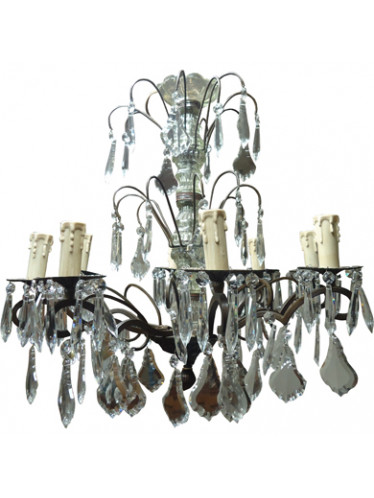 * Lustre de bronze e cristais