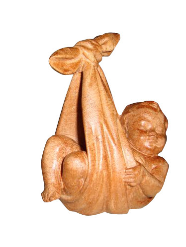 Bebê Cegonha de Madeira - Pequeno