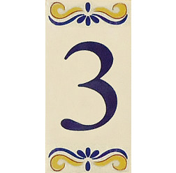 Placa de Azulejo com Número 3