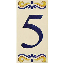 Placa de Azulejo com Número 5